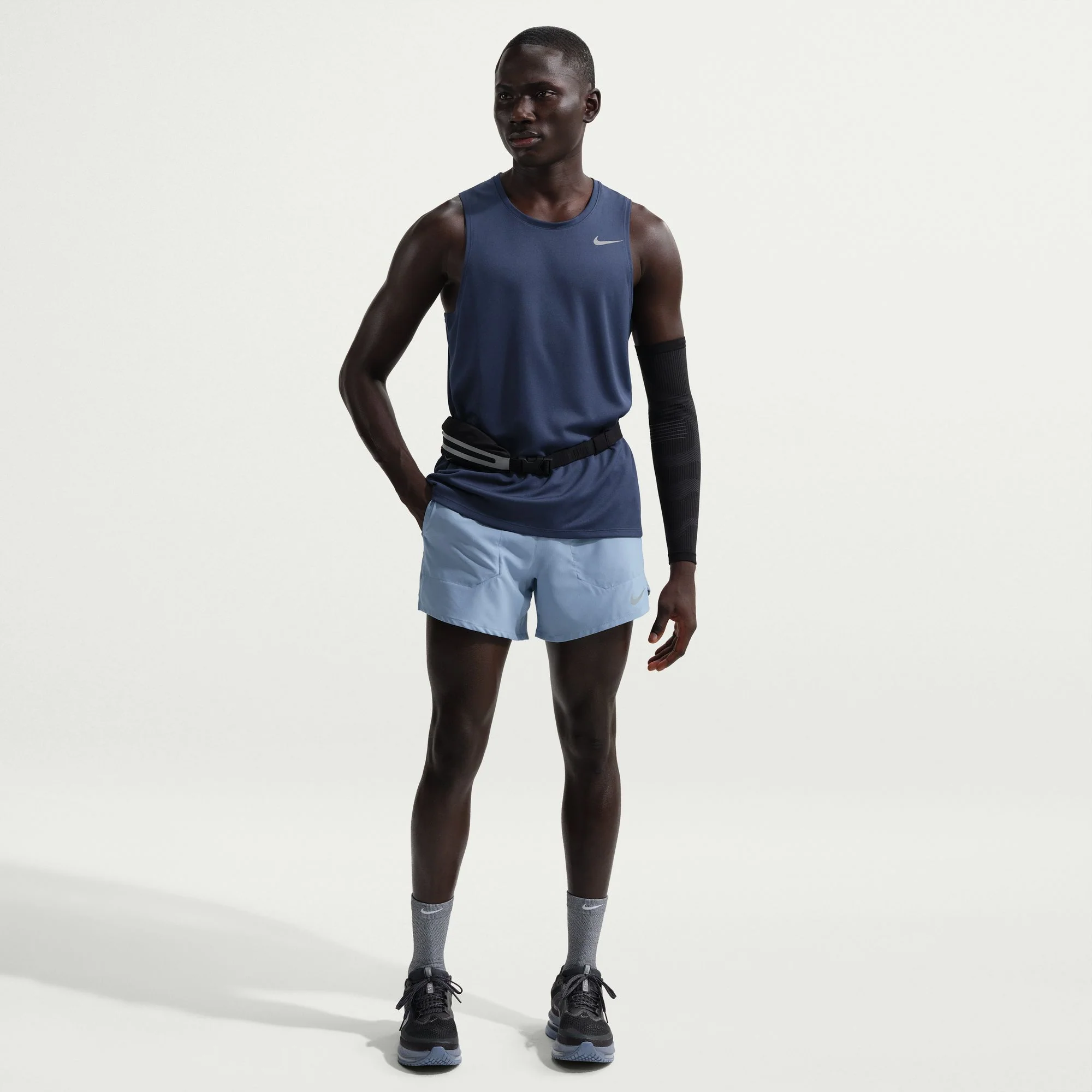 Nike Mens Dri-FIT 5" Brief-Lined Stride Short - Work Blue/Reflective Silver - Image 3