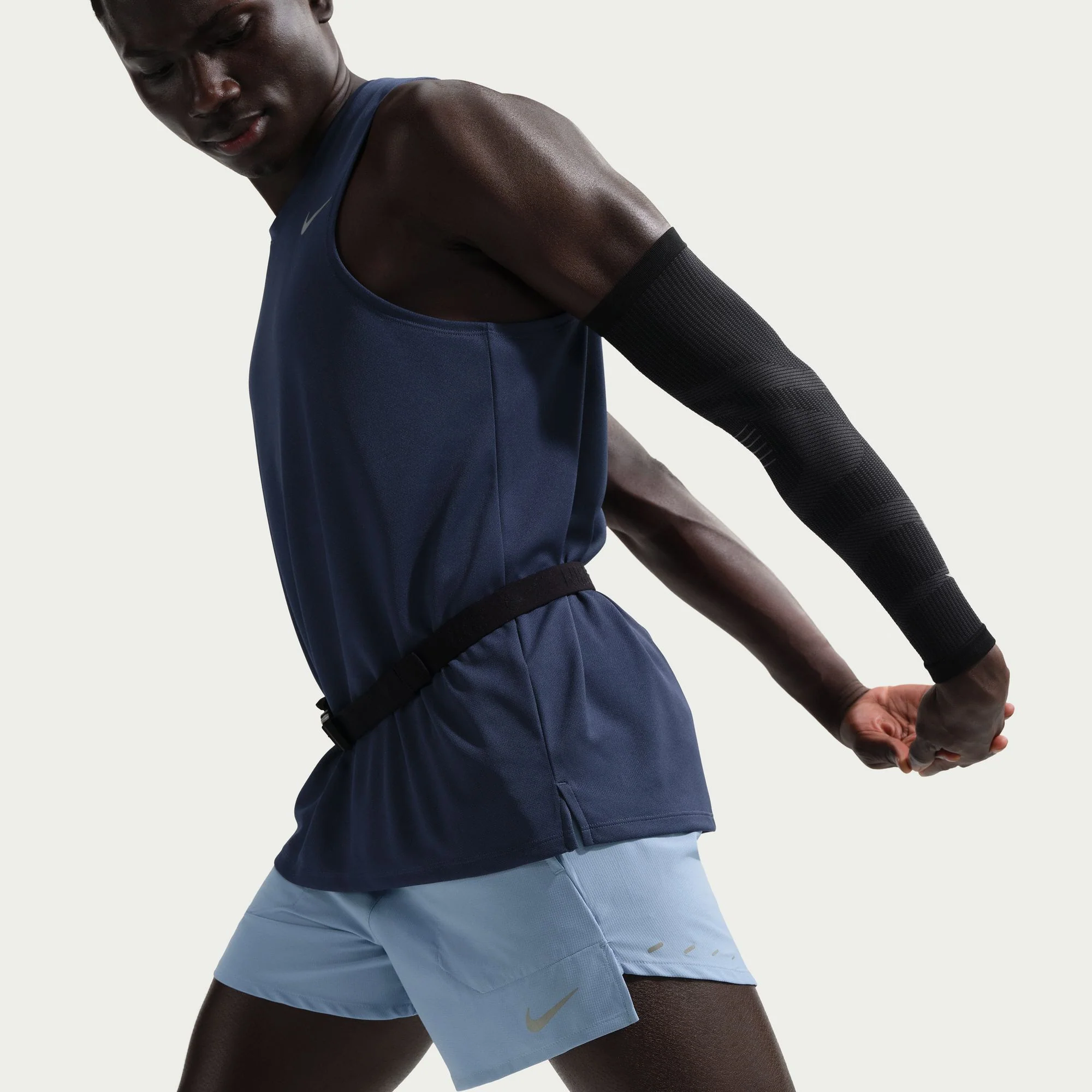 Nike Mens Dri-FIT 5" Brief-Lined Stride Short - Work Blue/Reflective Silver - Image 4
