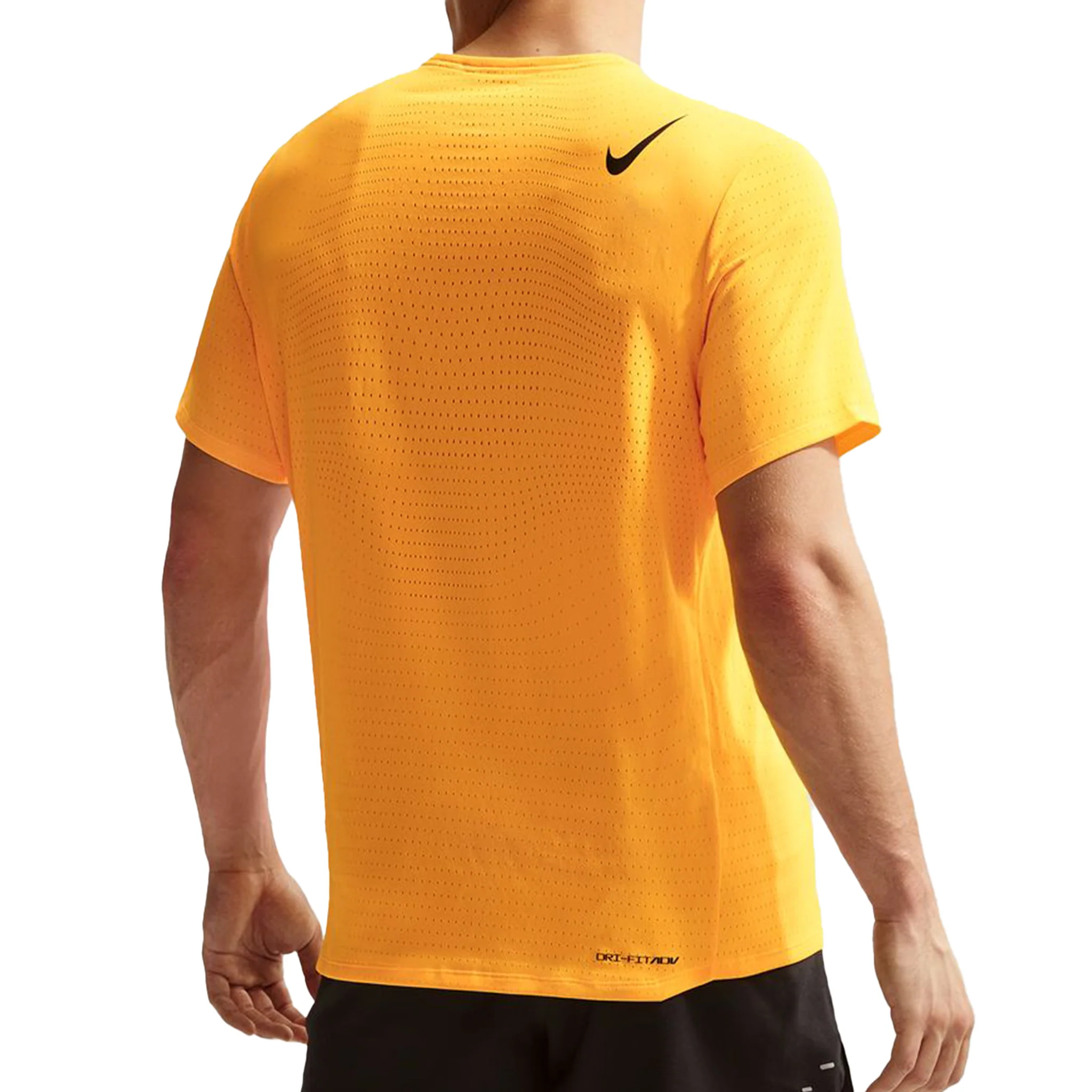 Nike Mens Dri-FIT ADV Short Sleeve AeroSwift Tee - Laser Orange/Black - Image 2