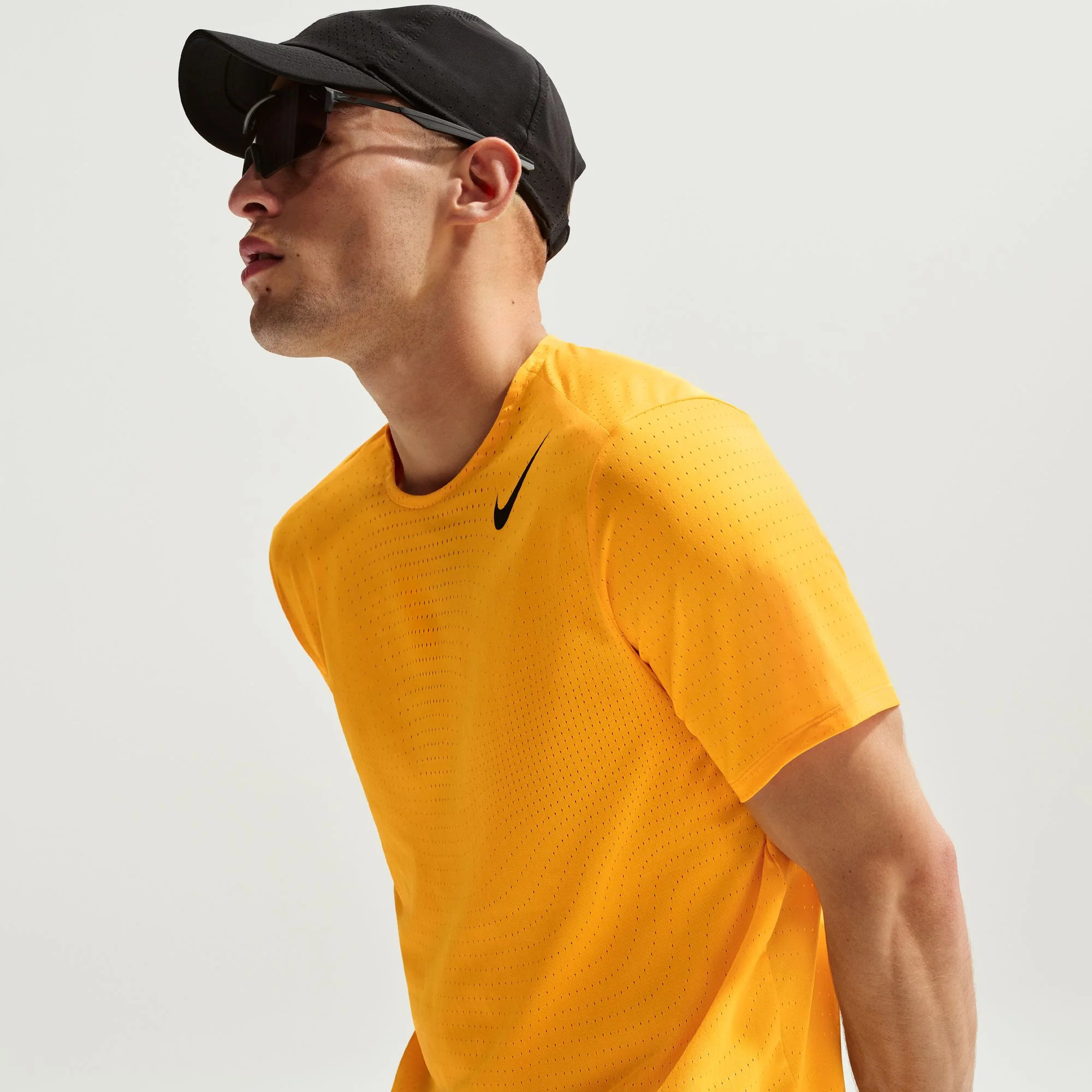 Nike Mens Dri-FIT ADV Short Sleeve AeroSwift Tee - Laser Orange/Black - Image 5