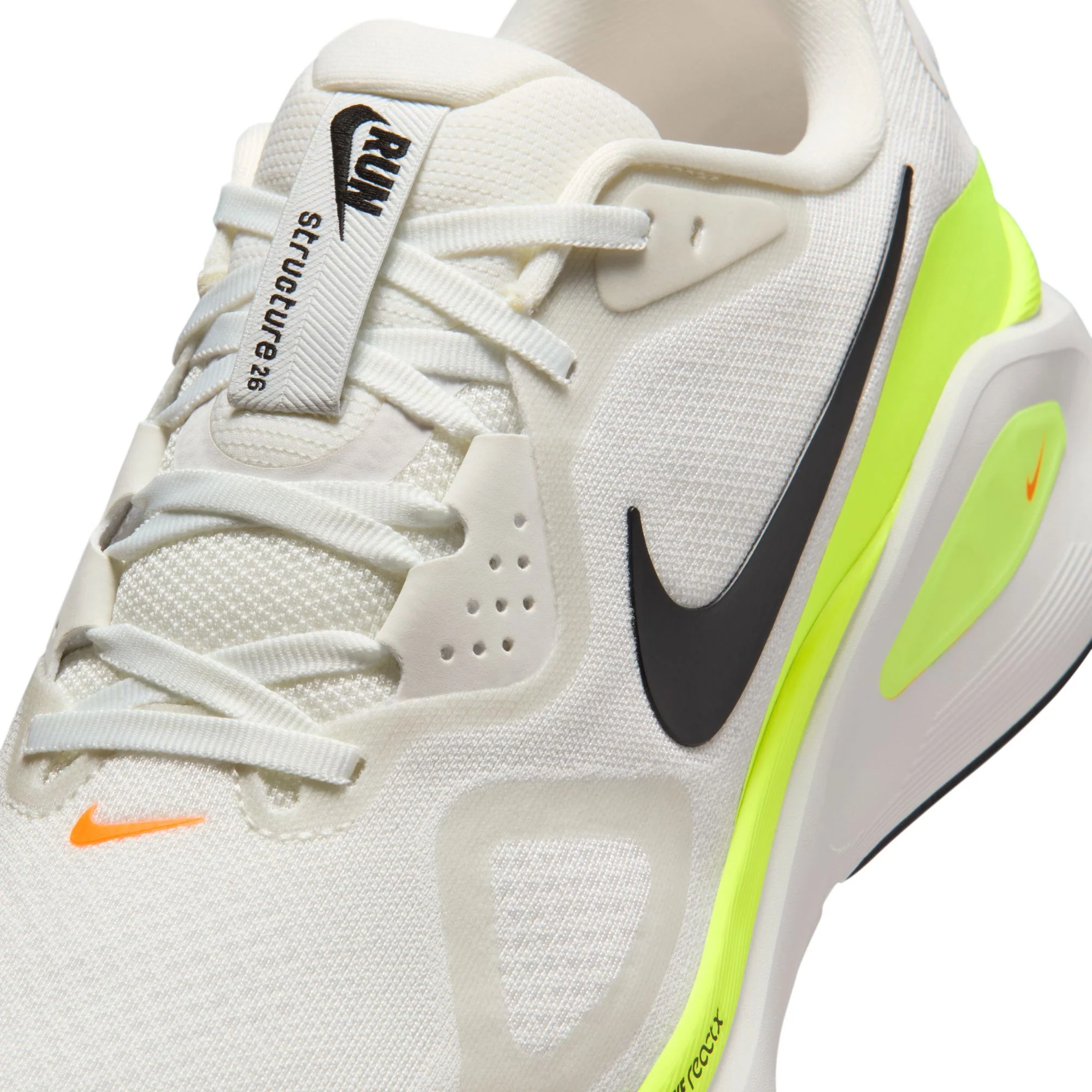 Nike Mens Structure 26 - Summit White/Black/Volt/Total Orange - Stability - SP26 - Image 9