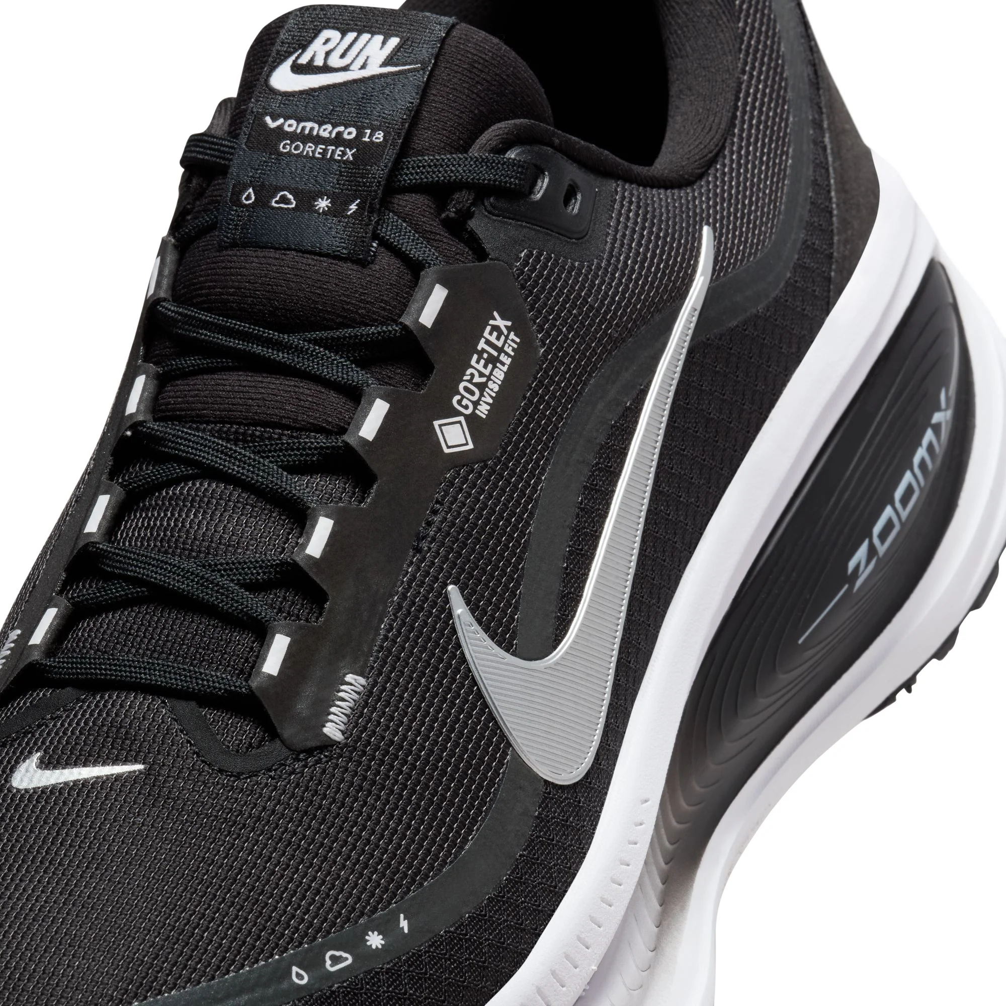 Nike Mens Vomero 18 GTX - Black/Metallic Silver/Anthracite/White - Neutral - HO25 - Image 4