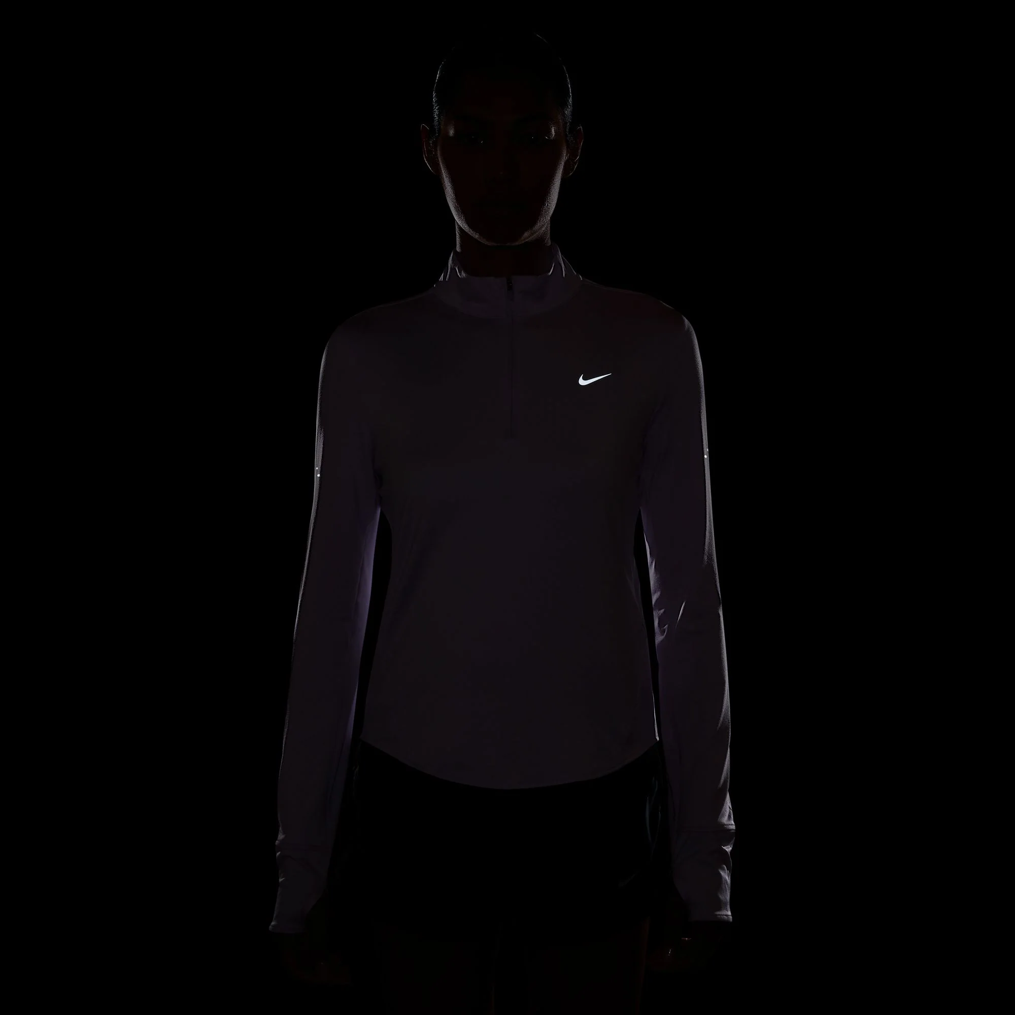 Nike Womens Dri-FIT UV 1/4 Zip L/S Swift Tee - Violet Mist/Reflective Silver - Image 4