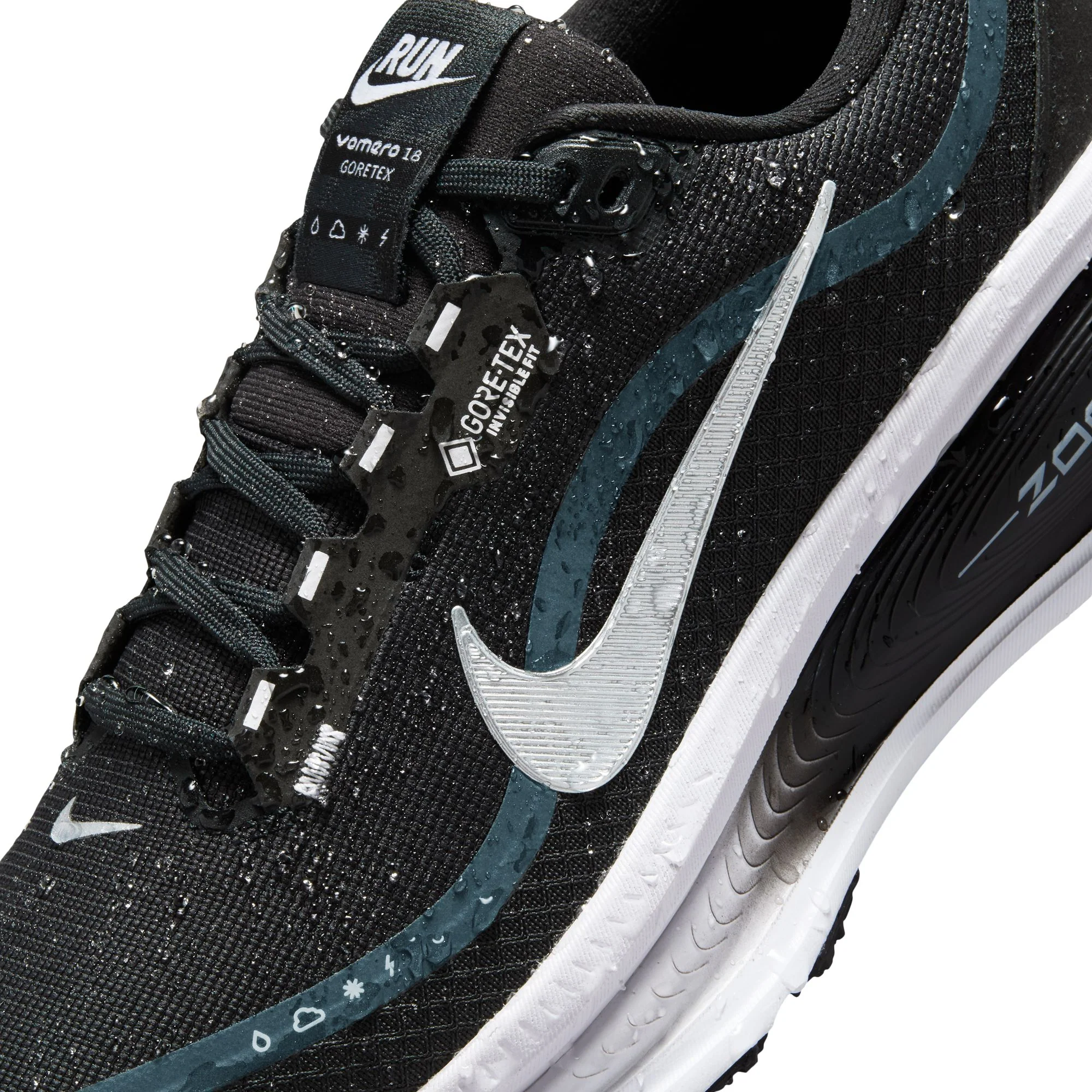 Nike Womens Vomero 18 GTX - Black/Metallic Silver/Anthracite/White - Neutral - HO25 - Image 9