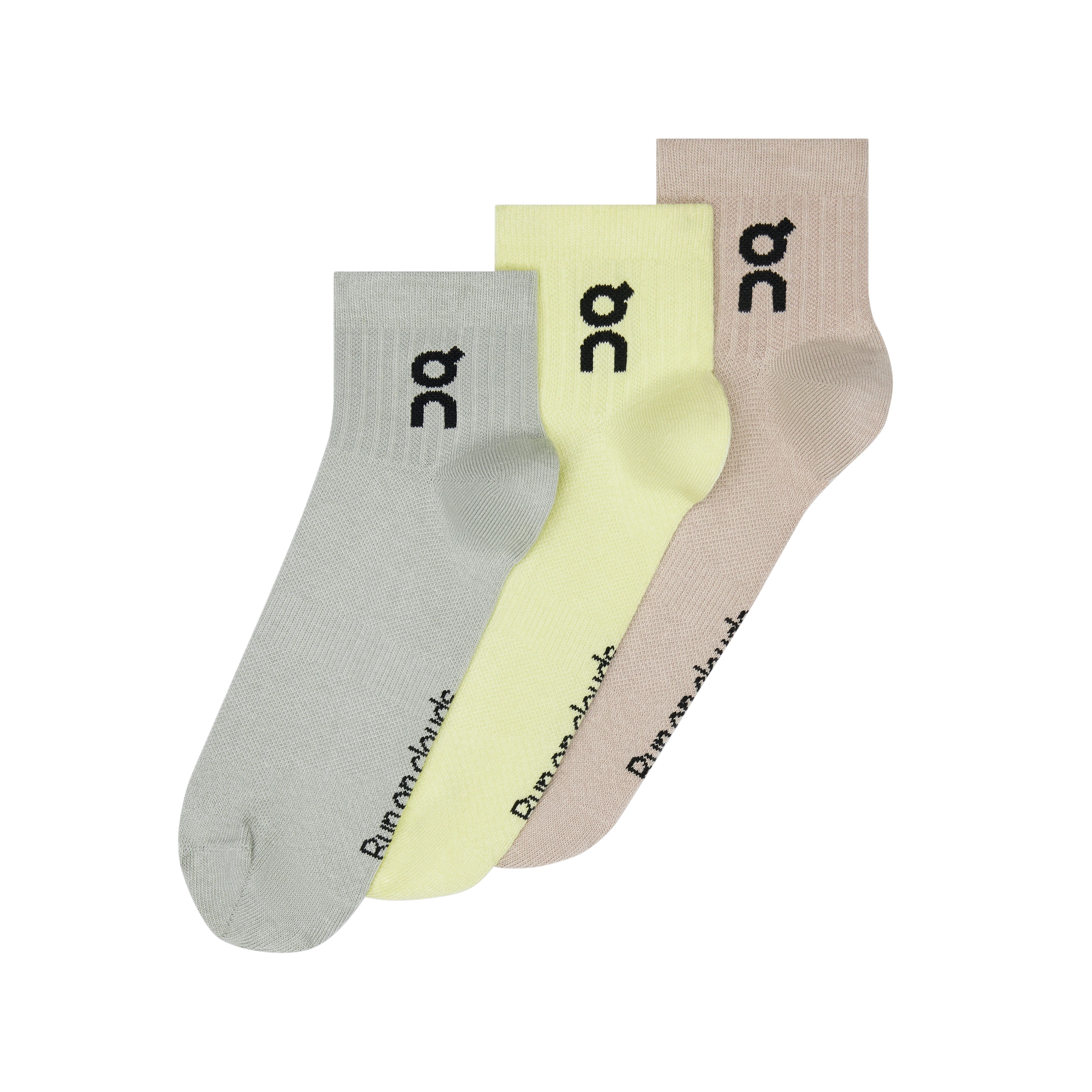 On Logo Sock Mid 3-Pack Unisex - Lemonade/Tin