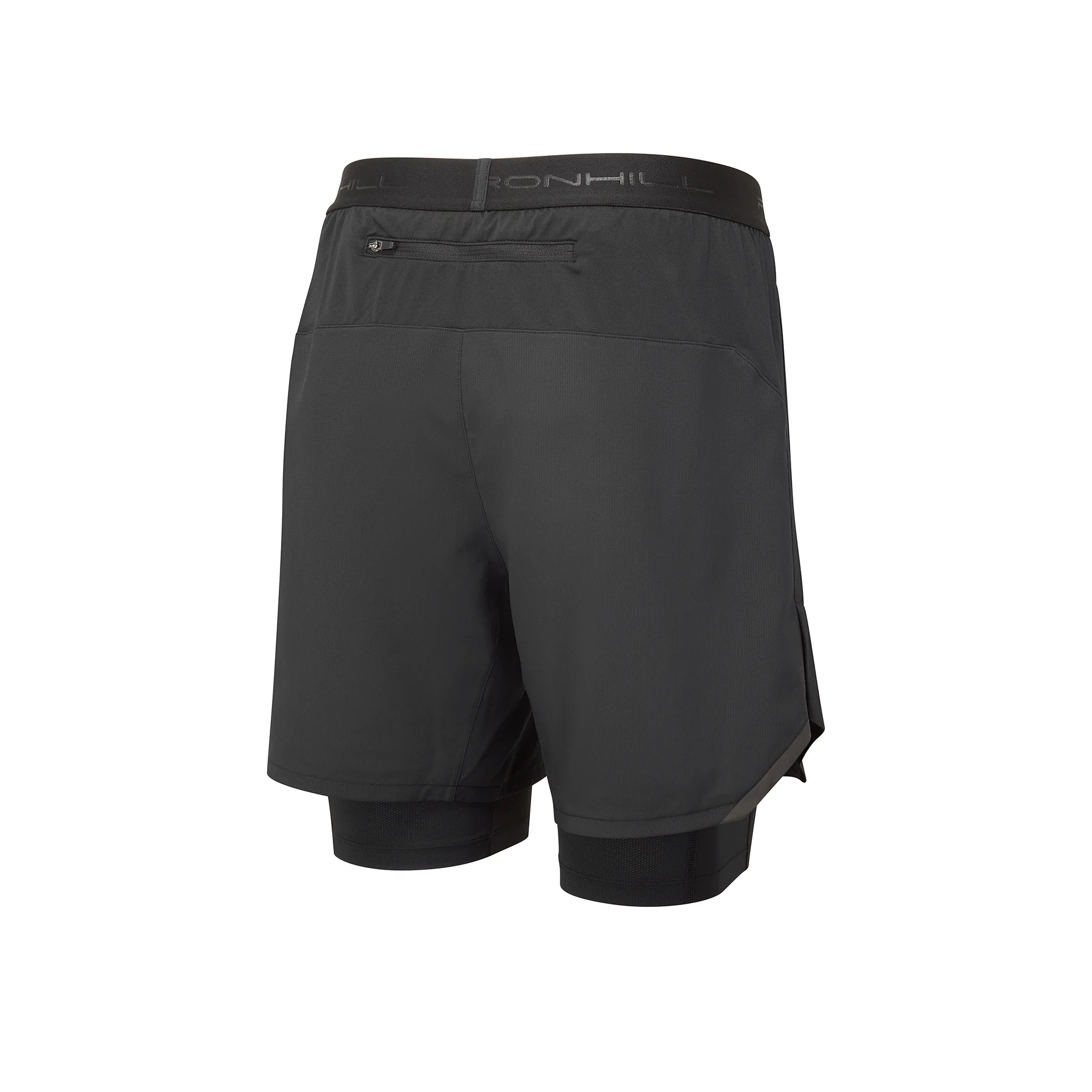 RonHill Mens Tech 7" Twin Short - All Black - Image 2