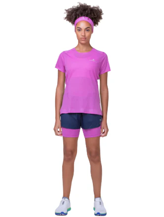 RonHill Womens Tech Race S/S Tee - Fuschia/ Honeydew - Image 4