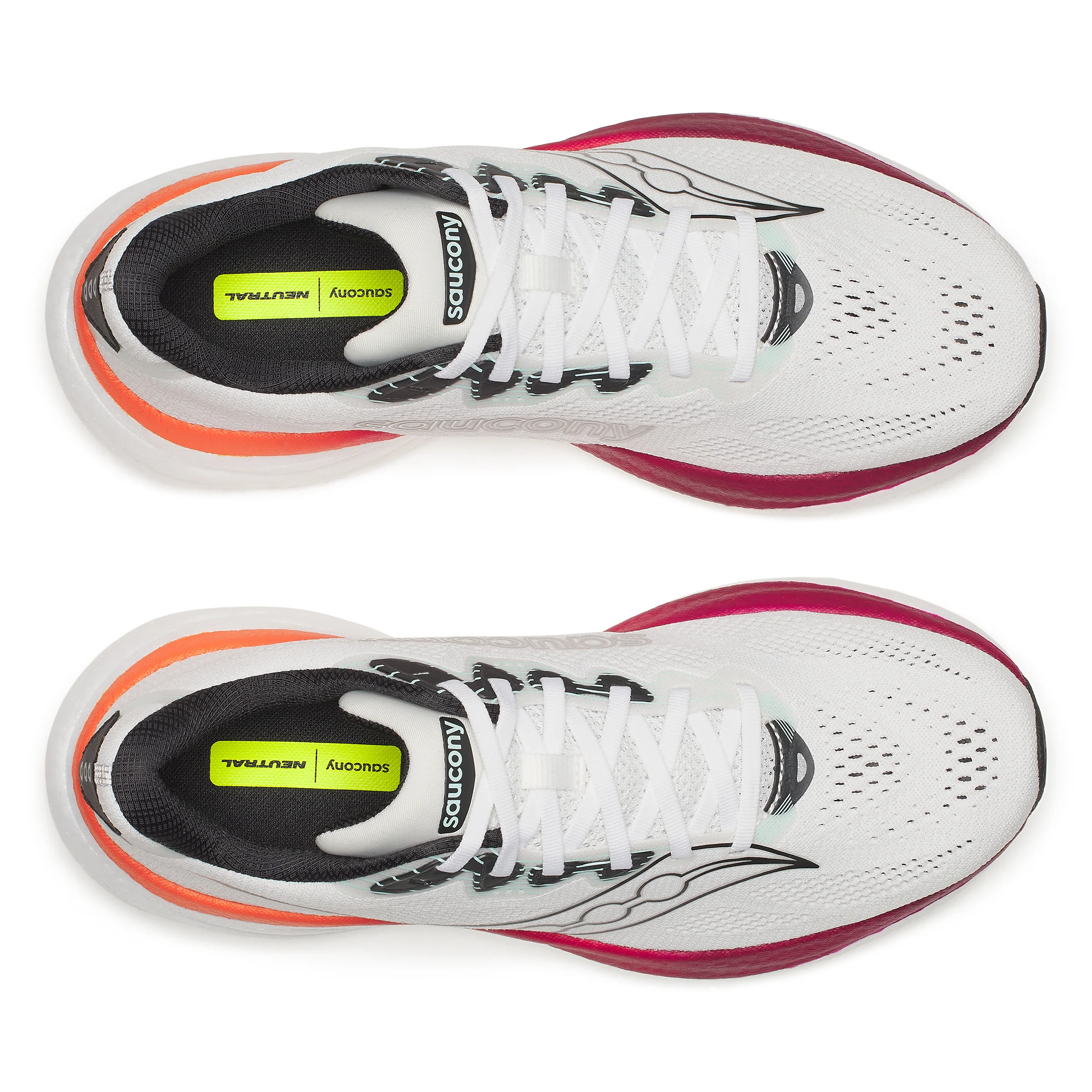 Saucony Mens Ride 19 - White/Crimson - Neutral - SS26 - Image 6