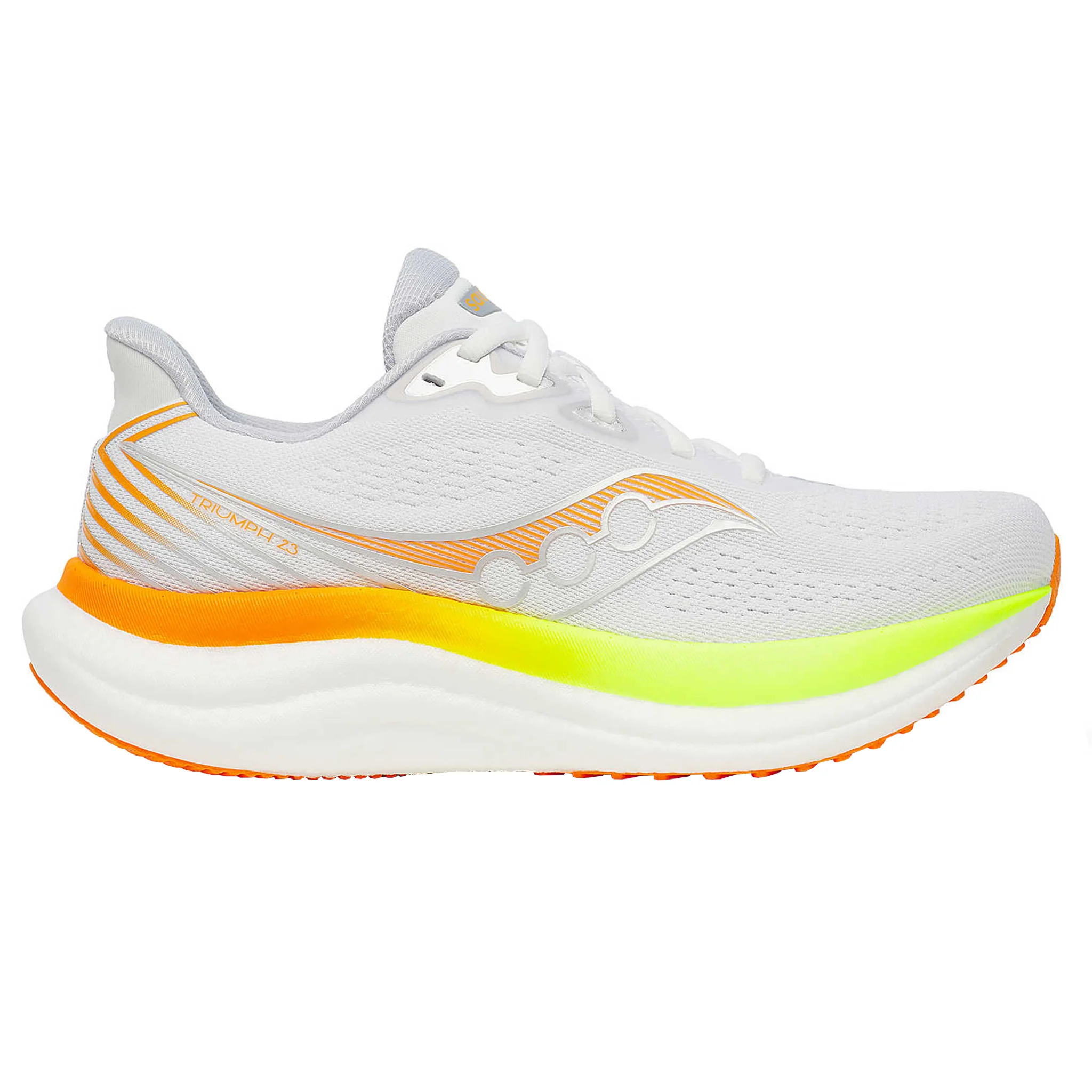 Saucony Womens Triumph 23 - White/Citron - Neutral - AW25