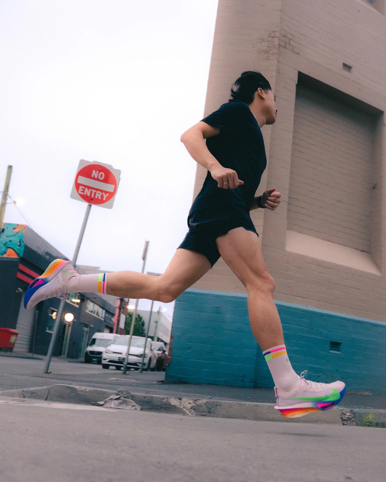 SHYU Racing Half Crew Socks - Goat/Sunrise/Peacock - Image 3