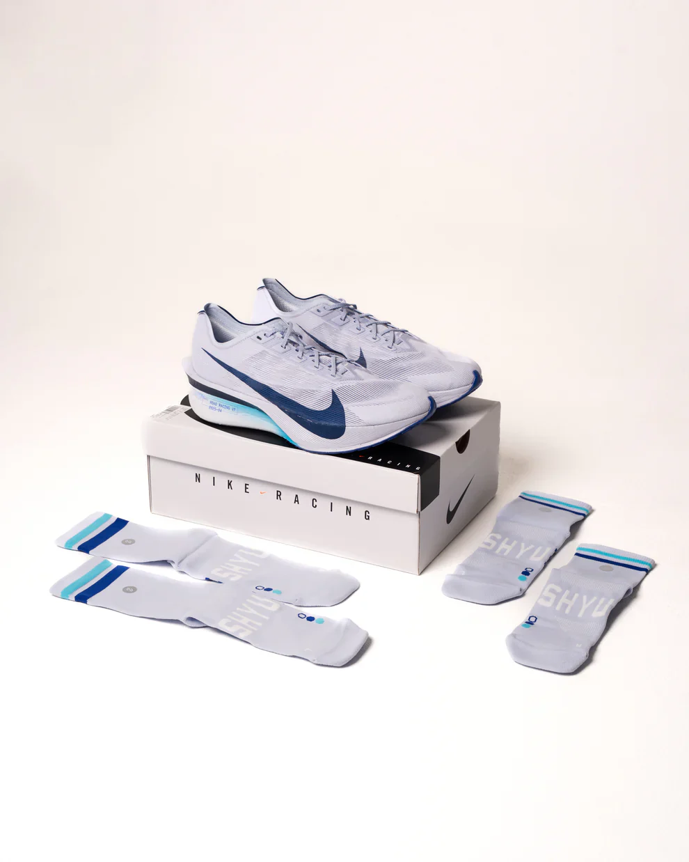 SHYU Racing Half Crew Socks - Ice/Blue/Azure - Image 4